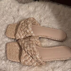 Beige braided sandals